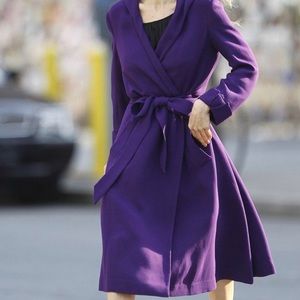Halston Heritage | Purple Hooded Wrap Coat